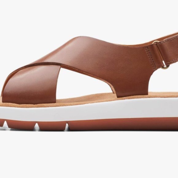 Clark’s Jemsa Cross Slide Dark Tan Leather sandals size: 6.5 - Picture 2 of 5